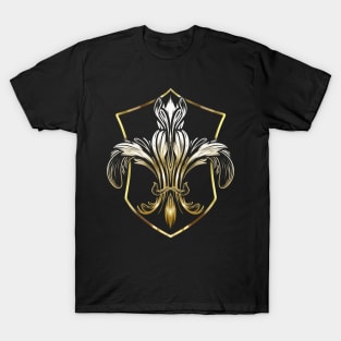 Golden Coat Of Arms With Fleur De Lis Mardi Gras T-Shirt